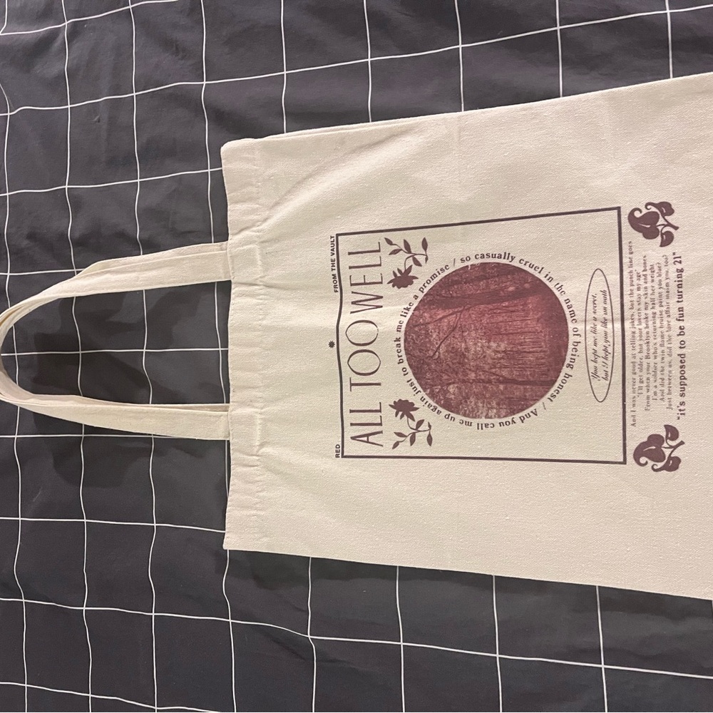 Taylor Swift All Too Well canvas tote bag